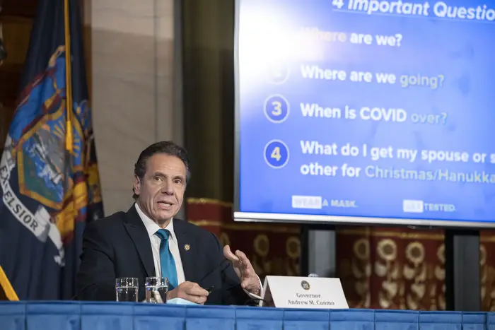 Governor Andrew Cuomo during a press briefing last week in Albany.